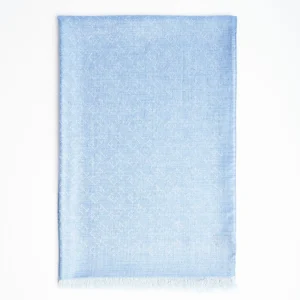 Powder Blue Em Logo Scarf In Wool And Cashmere>E.Marinella Clearance