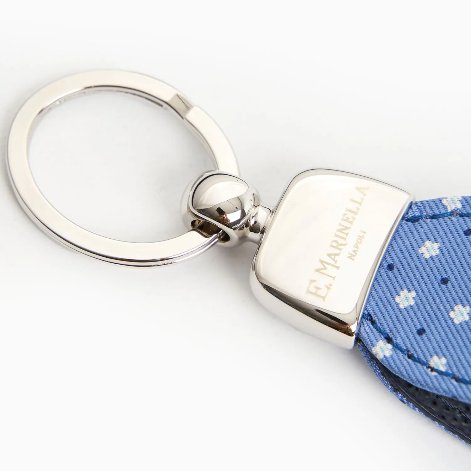 Powder Blue Keyfob In Silk And Leather>E.Marinella Shop