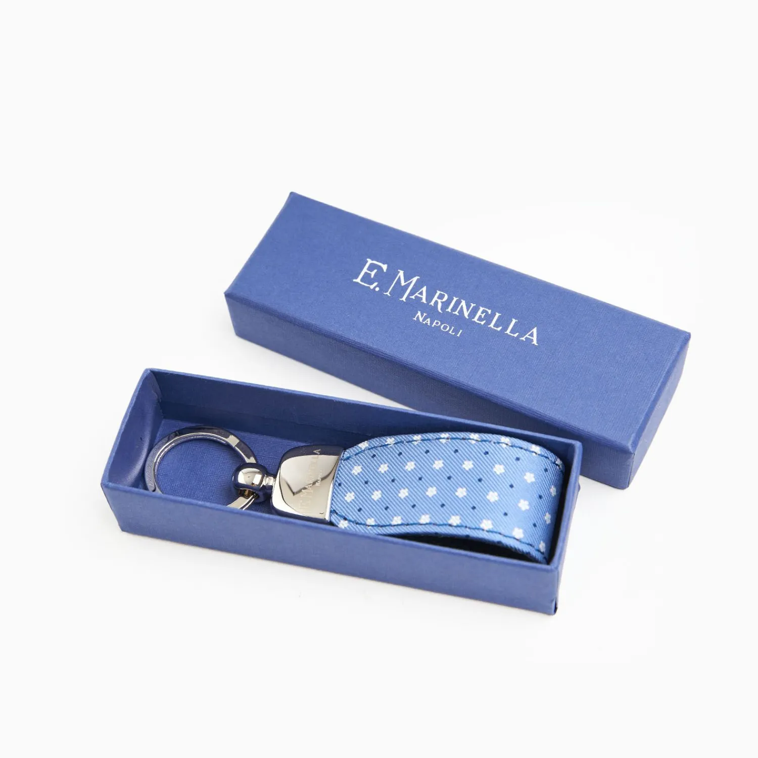 Powder Blue Keyfob In Silk And Leather>E.Marinella Shop