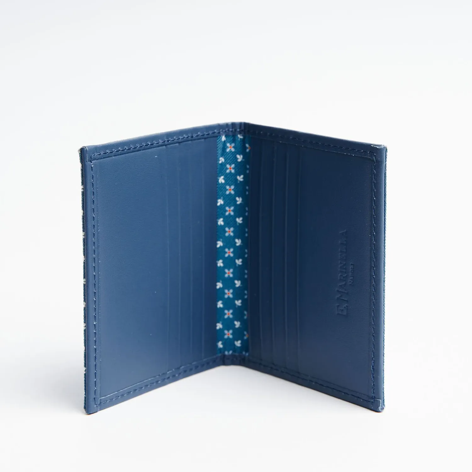 Powder Blue Leather Folding Card Holder - 10 Compartments>E.Marinella New