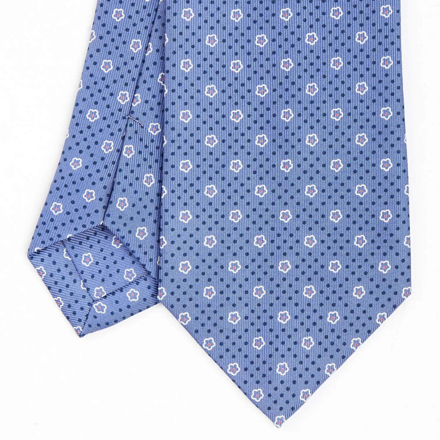Powder Blue Sartorial Classic Silk Tie - Small Flower Pattern>E.Marinella Best Sale