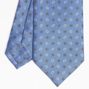 Powder Blue Sartorial Classic Silk Tie - Small Flower Pattern>E.Marinella Discount