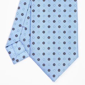 Powder Blue Sartorial Classic Silk Tie - Small Flower Pattern>E.Marinella Shop