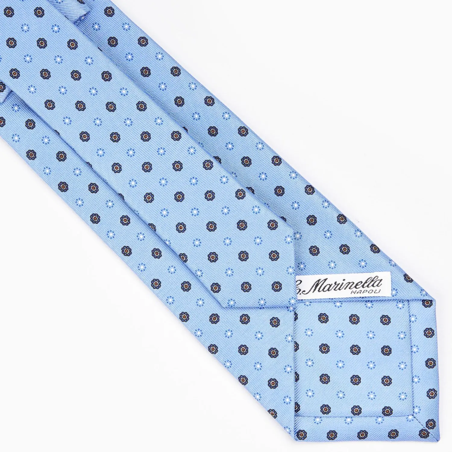 Powder Blue Sartorial Classic Silk Tie - Small Flower Pattern>E.Marinella Shop