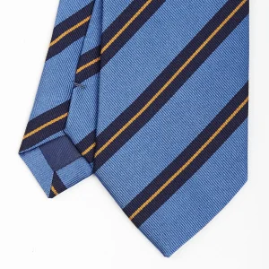 Powder Blue Sartorial Striped Silk Tie>E.Marinella Online