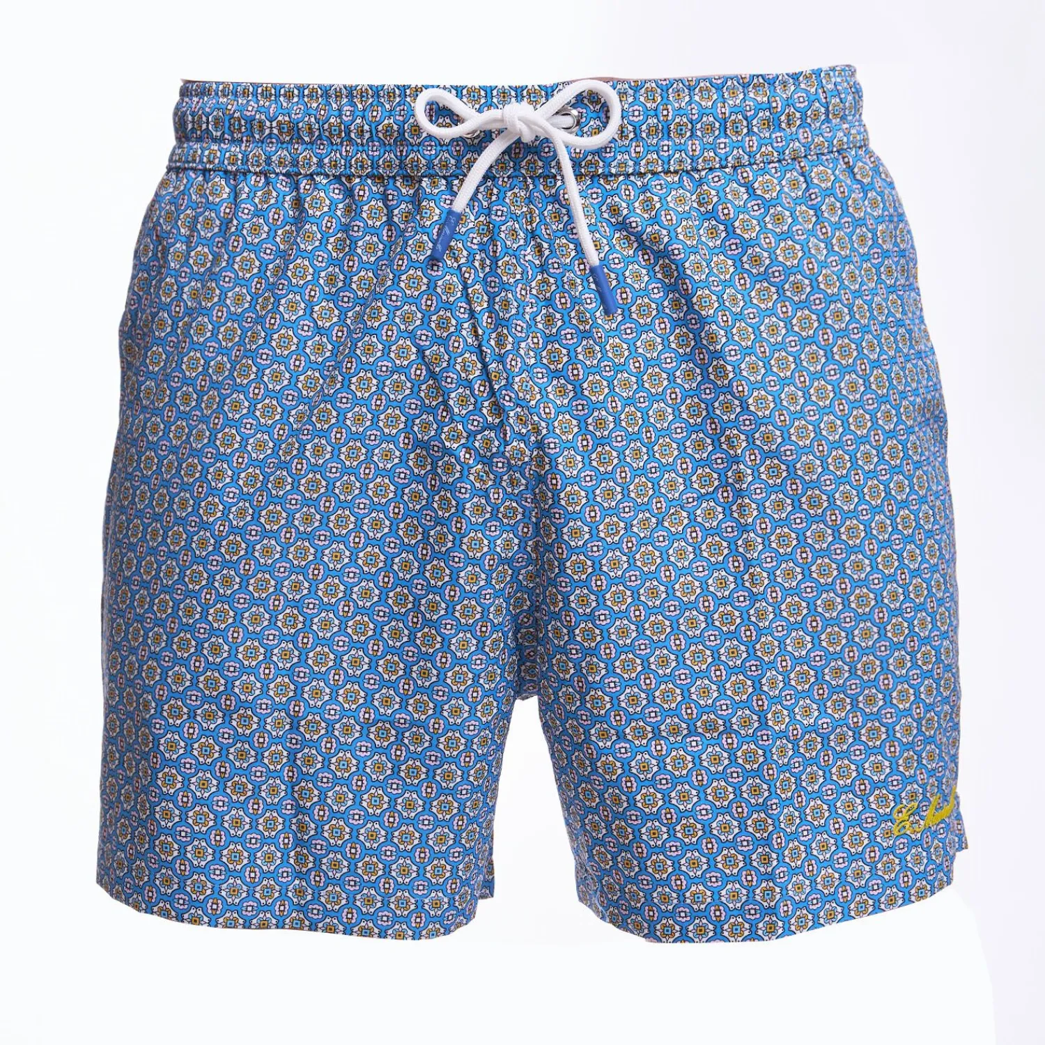 Powder Blue Swim Short - Large Flower Pattern>E.Marinella Clearance