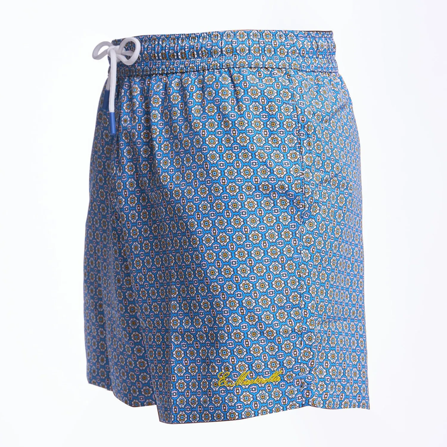 Powder Blue Swim Short - Large Flower Pattern>E.Marinella Clearance