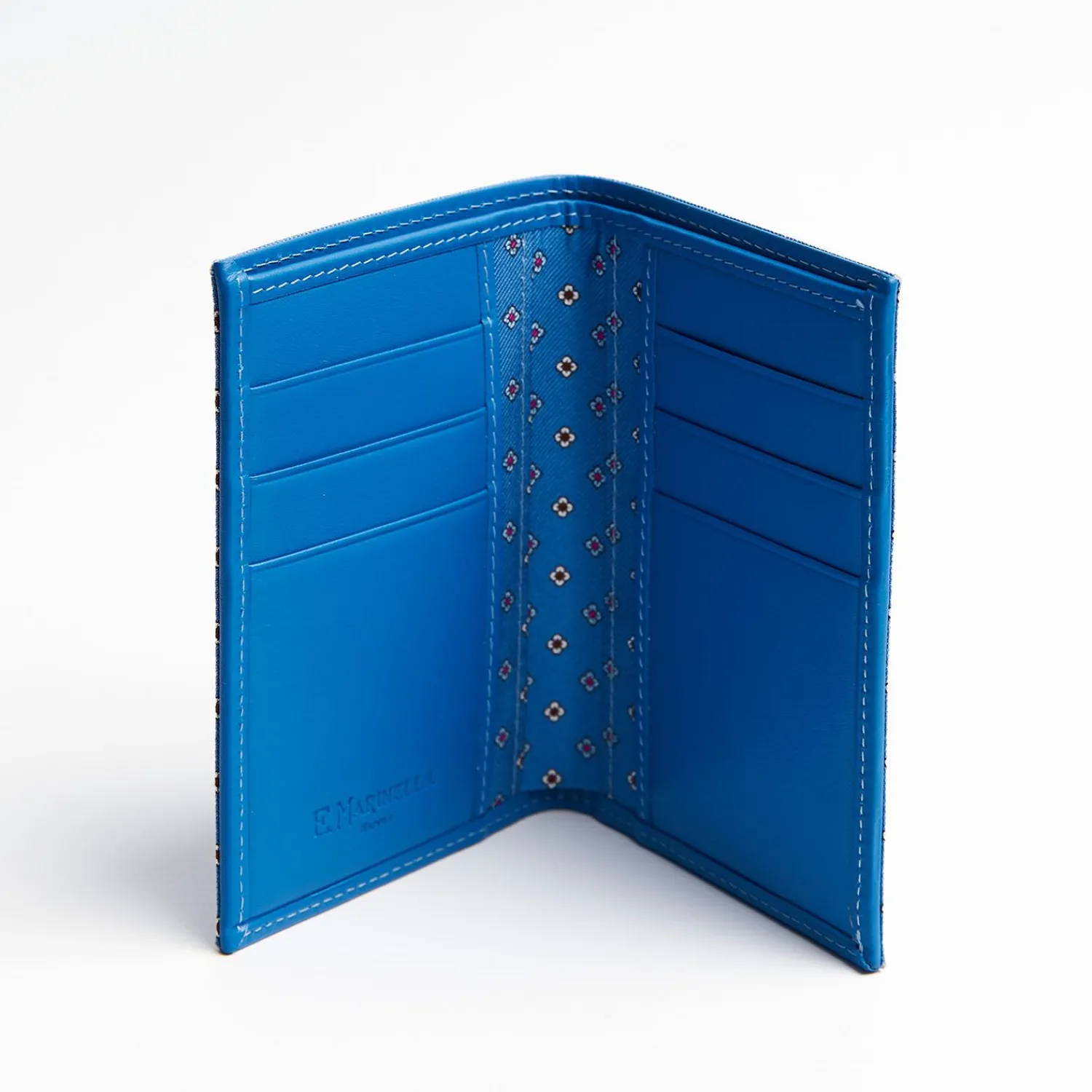 Powder Blue Vertical Wallet In Silk And Leather>E.Marinella Outlet