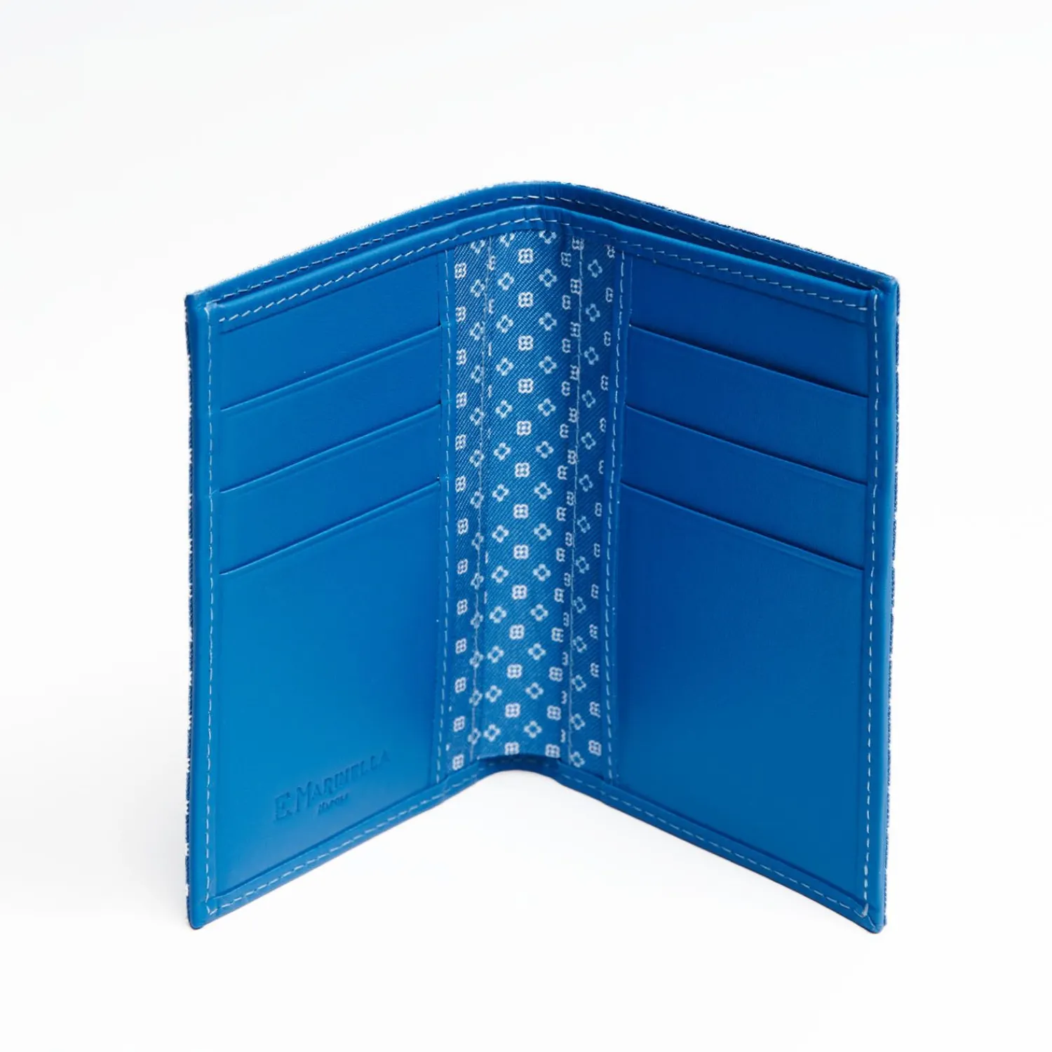 Powder Blue Vertical Wallet In Silk And Leather>E.Marinella Online