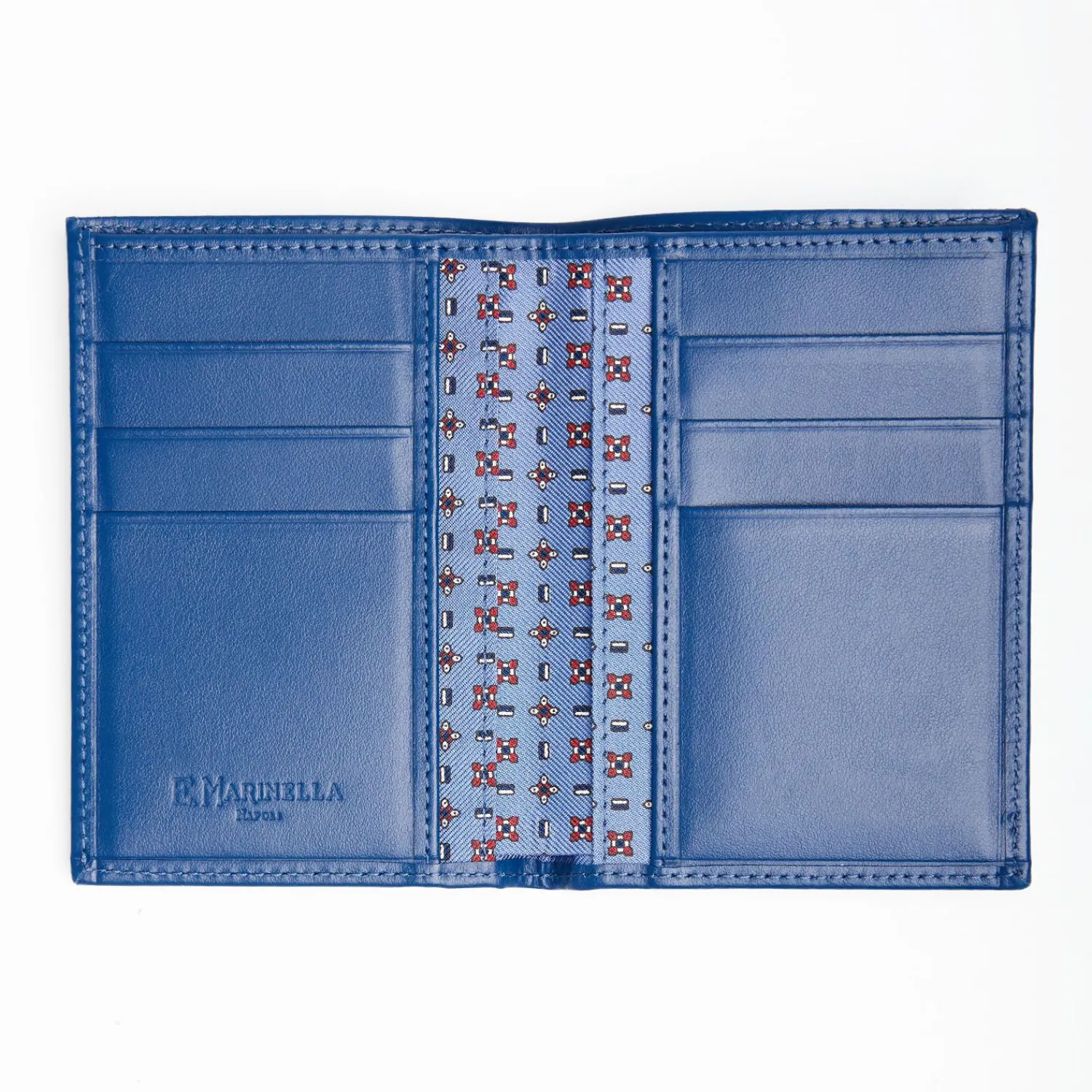 Powder Blue Vertical Wallet In Silk And Leather>E.Marinella Store