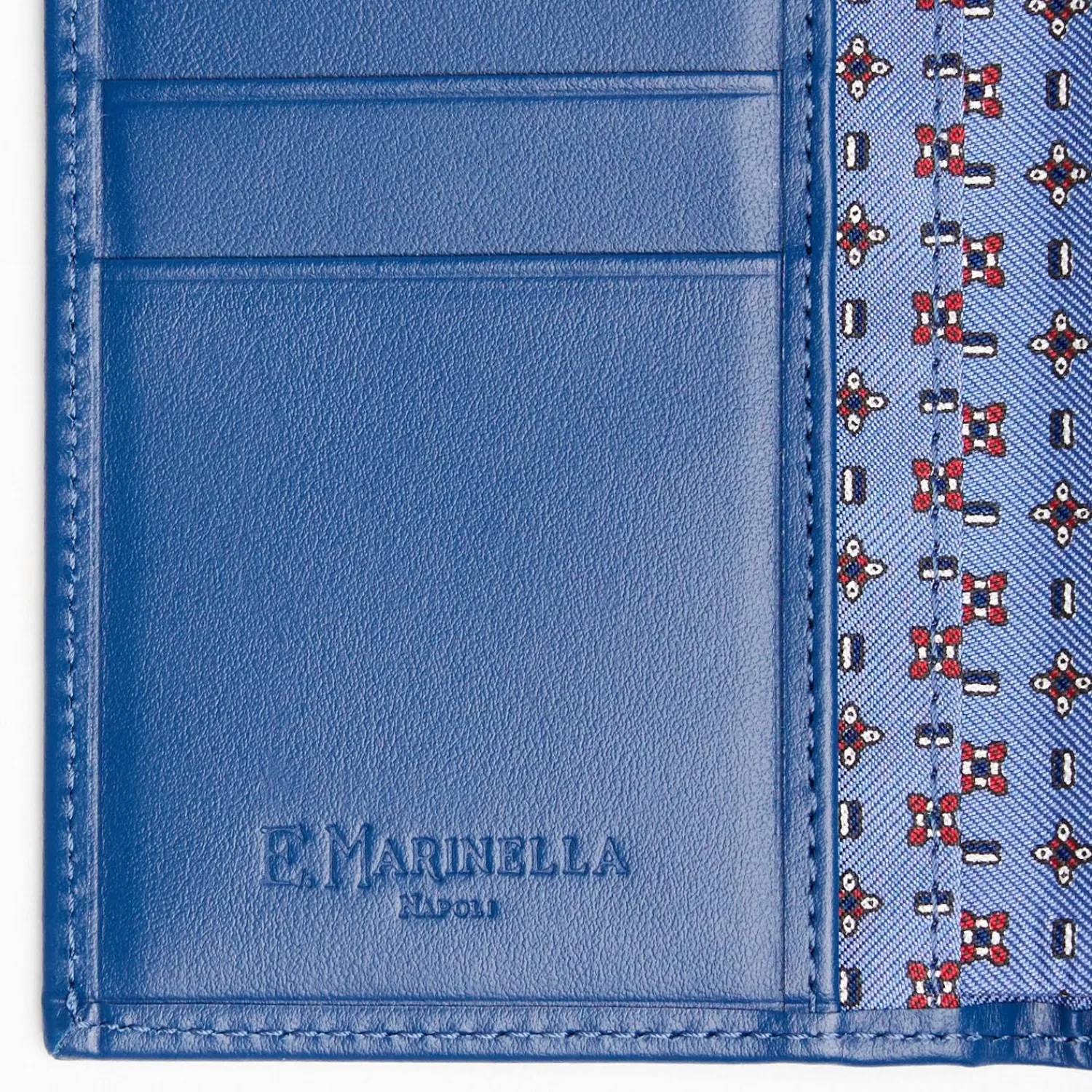 Powder Blue Vertical Wallet In Silk And Leather>E.Marinella Store