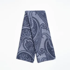 Powder Blue Wool Stole - Paisley Pattern>E.Marinella Flash Sale