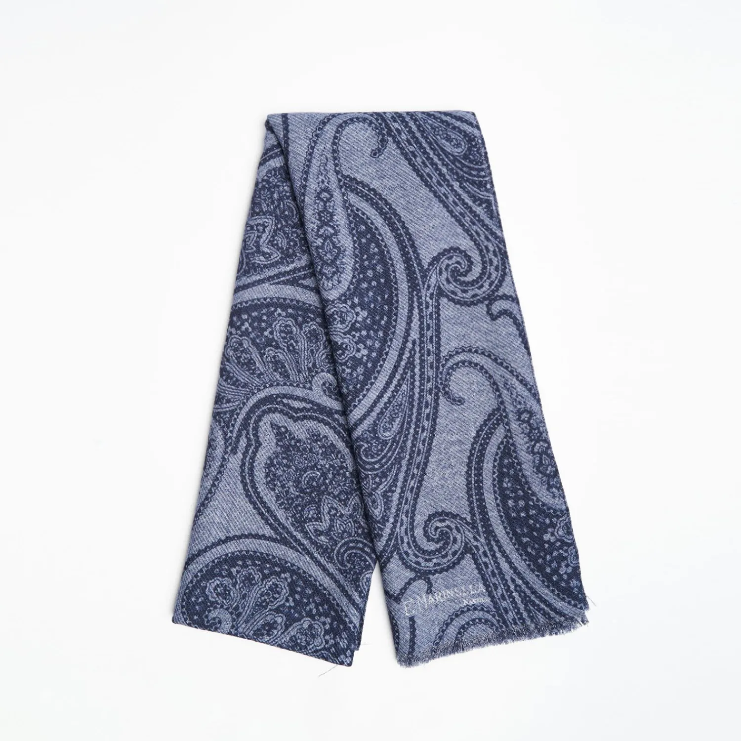 Powder Blue Wool Stole - Paisley Pattern>E.Marinella Flash Sale