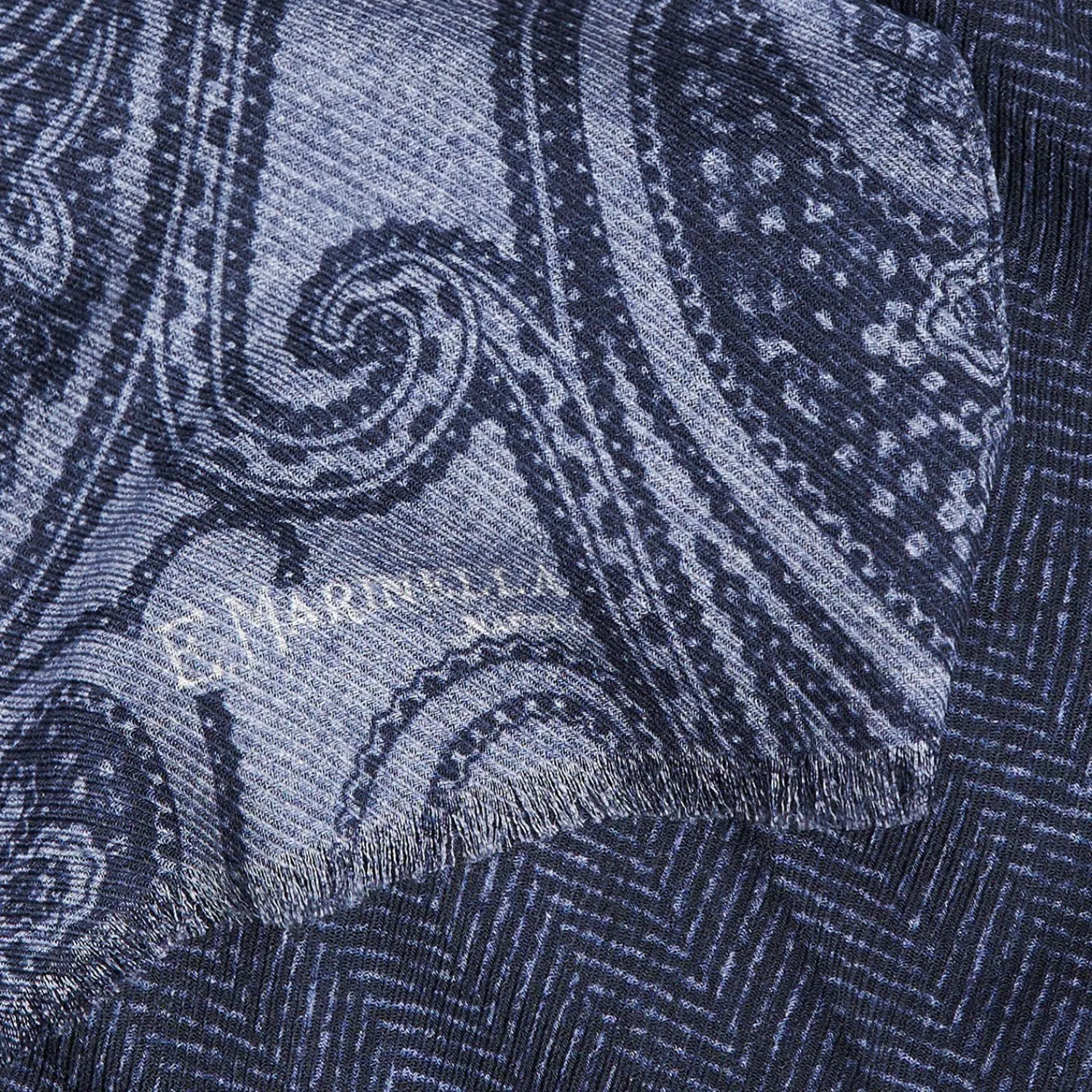 Powder Blue Wool Stole - Paisley Pattern>E.Marinella Flash Sale