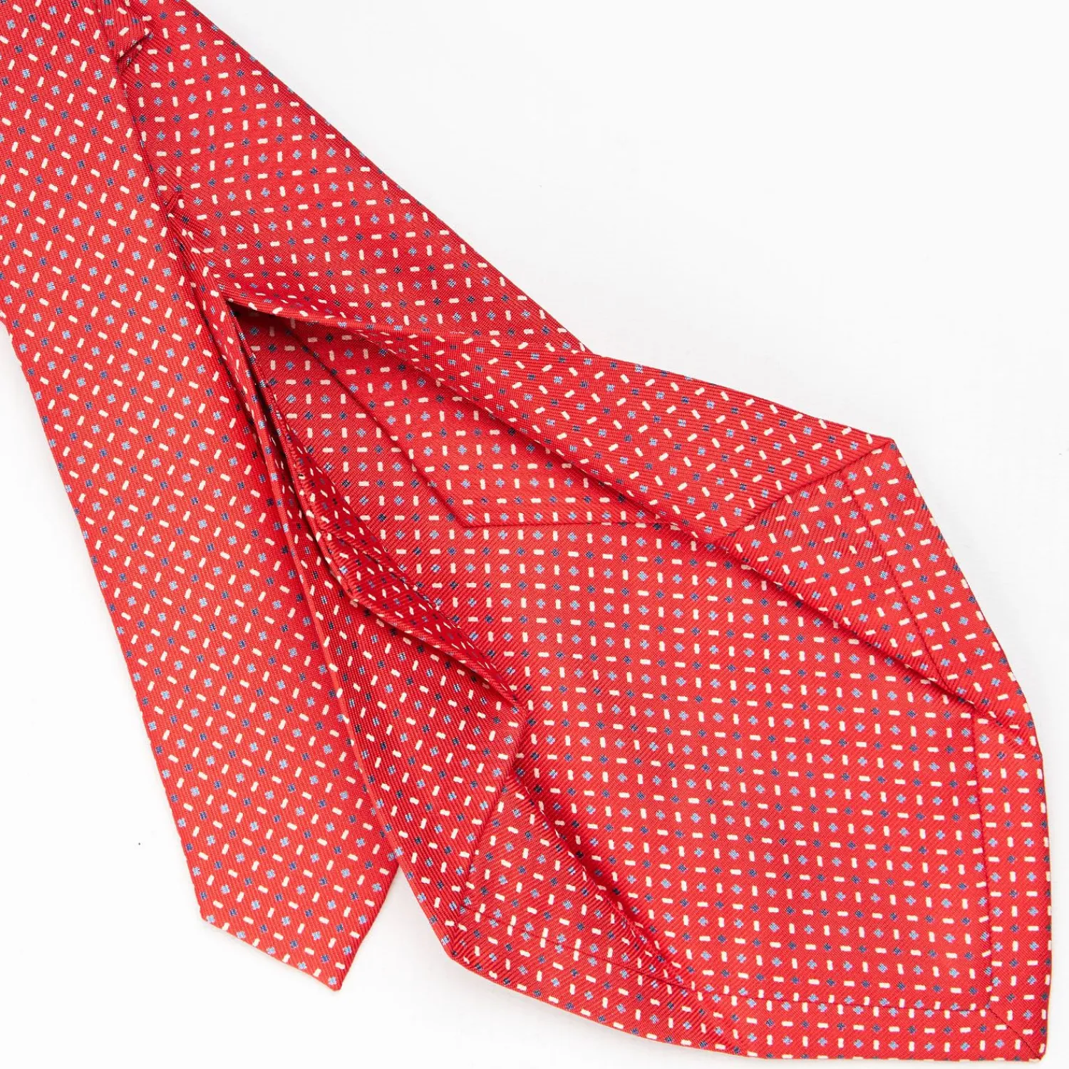 Red 5 Fold Sartorial Silk Tie - Small Flower Pattern>E.Marinella New