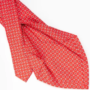 Red 5 Fold Sartorial Silk Tie - Small Flower Pattern>E.Marinella Clearance