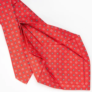 Red 5 Fold Sartorial Silk Tie - Small Flower Pattern>E.Marinella Fashion