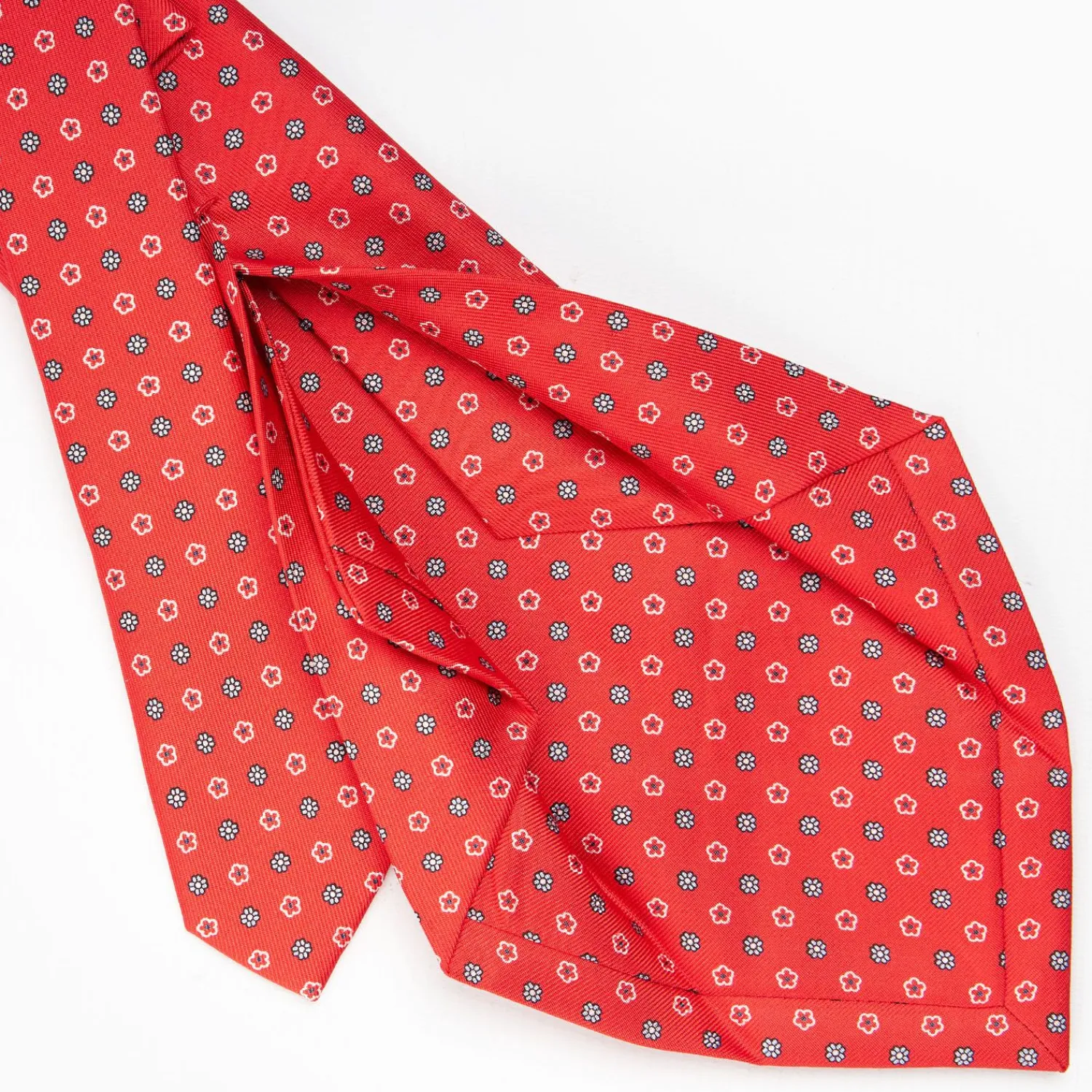 Red 5 Fold Sartorial Silk Tie - Small Flower Pattern>E.Marinella Fashion