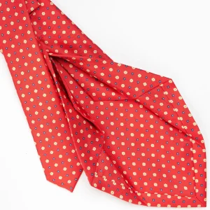 Red 5 Fold Sartorial Silk Tie - Small Flower Pattern>E.Marinella Clearance