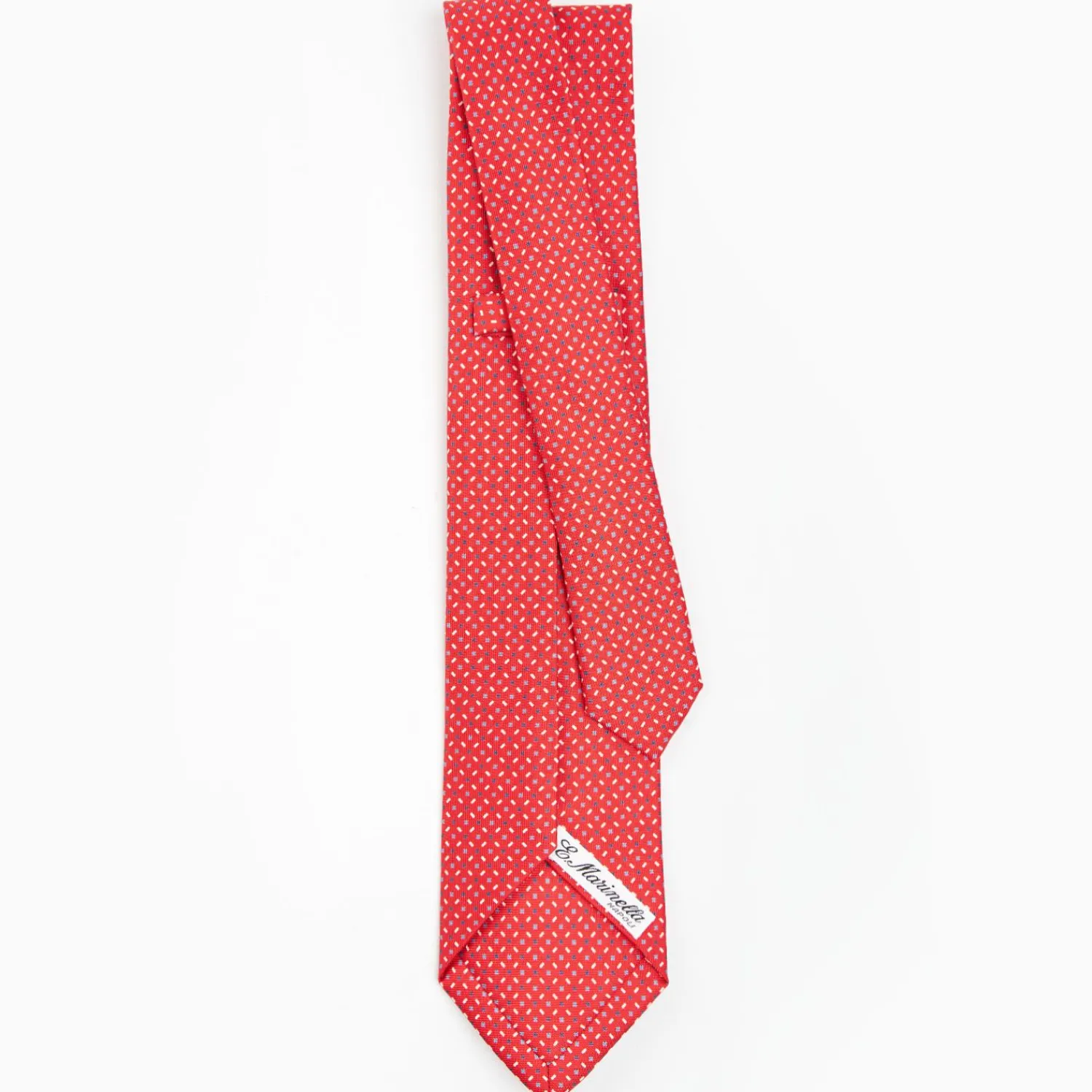 Red 5 Fold Sartorial Silk Tie - Small Flower Pattern>E.Marinella New