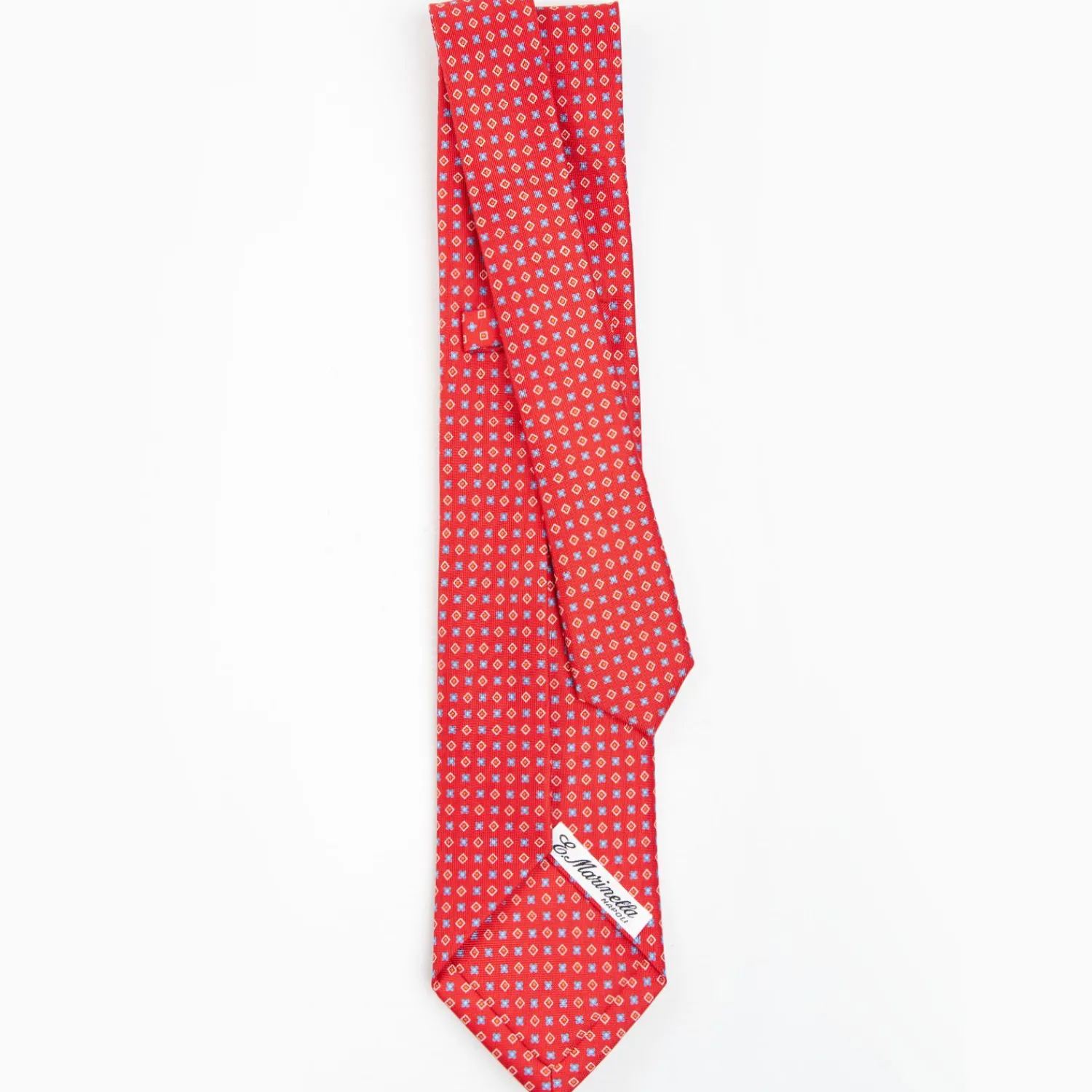 Red 5 Fold Sartorial Silk Tie - Small Flower Pattern>E.Marinella Store