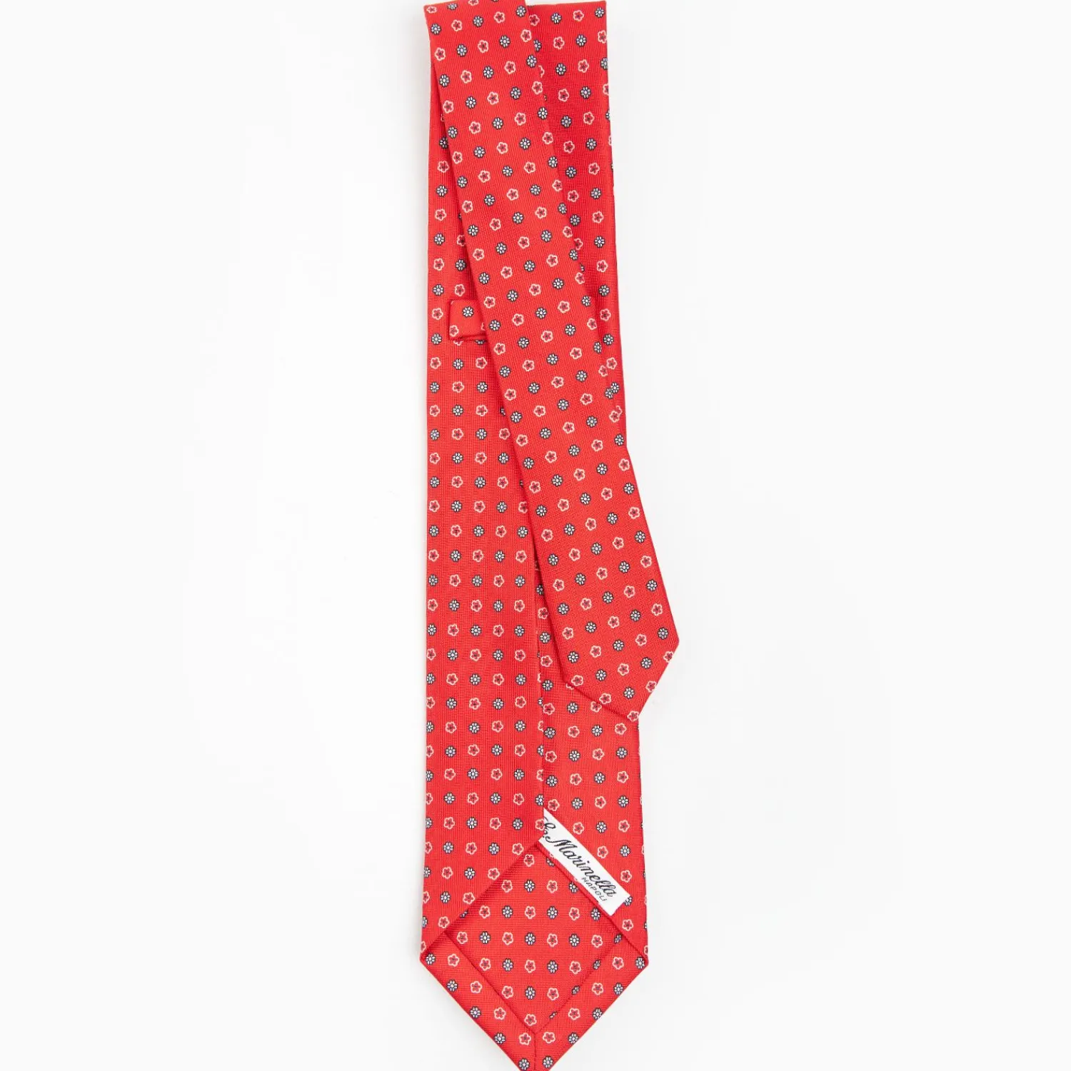 Red 5 Fold Sartorial Silk Tie - Small Flower Pattern>E.Marinella Fashion