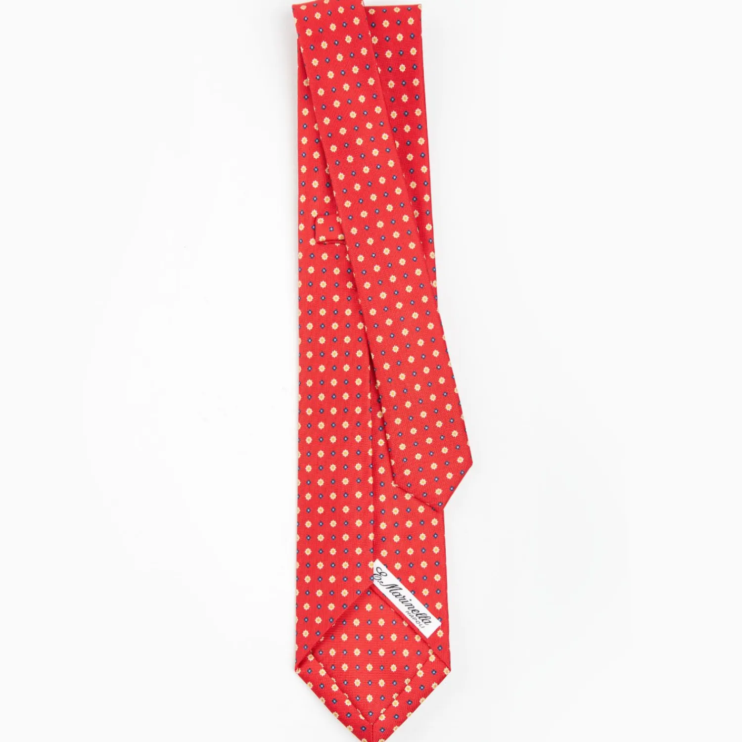 Red 5 Fold Sartorial Silk Tie - Small Flower Pattern>E.Marinella Clearance