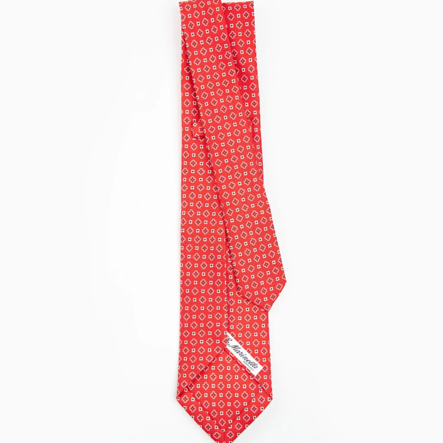 Red 7 Fold Sartorial Silk Tie - Small Flower Pattern>E.Marinella Cheap