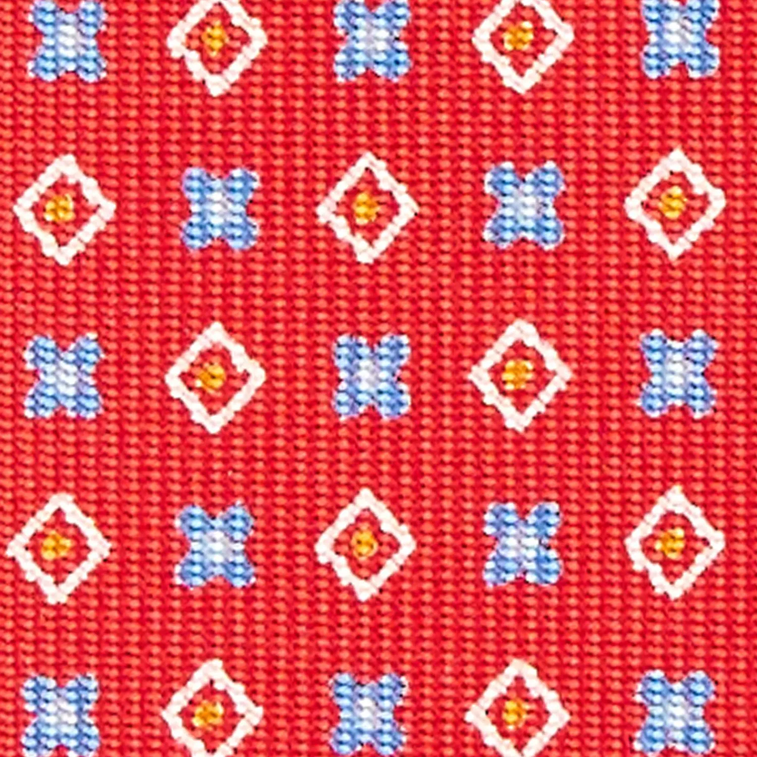 Red 5 Fold Sartorial Silk Tie - Small Flower Pattern>E.Marinella Store