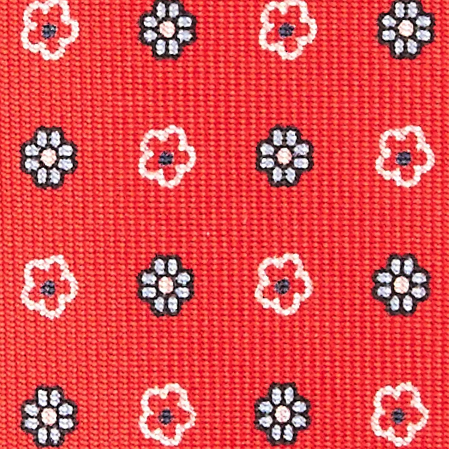 Red 5 Fold Sartorial Silk Tie - Small Flower Pattern>E.Marinella Fashion