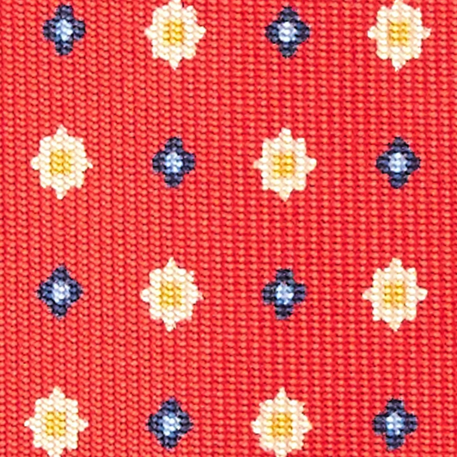Red 5 Fold Sartorial Silk Tie - Small Flower Pattern>E.Marinella Clearance