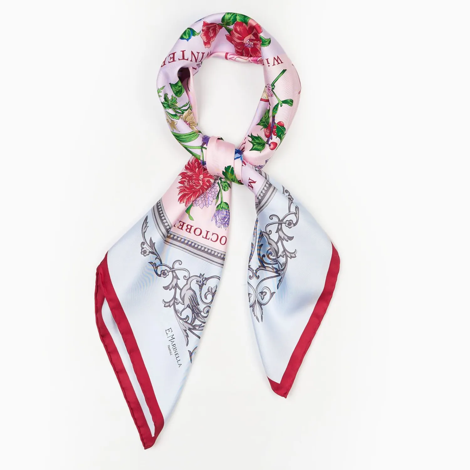 Red And Pink Silk Scarf 90 - The Wheel Of Seasons>E.Marinella Discount