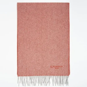 Red Cashmere Fringed Scarf>E.Marinella Best