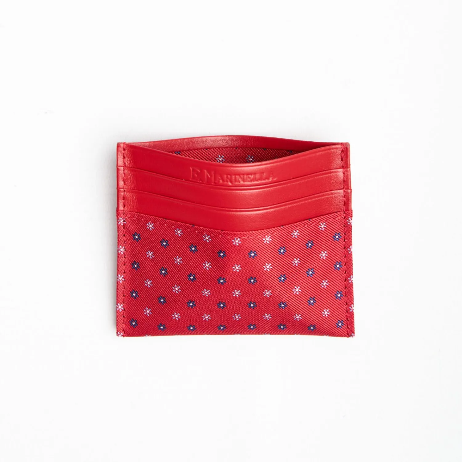 Red Leather And Silk Credit Card Holder - 5 Compartments>E.Marinella Best