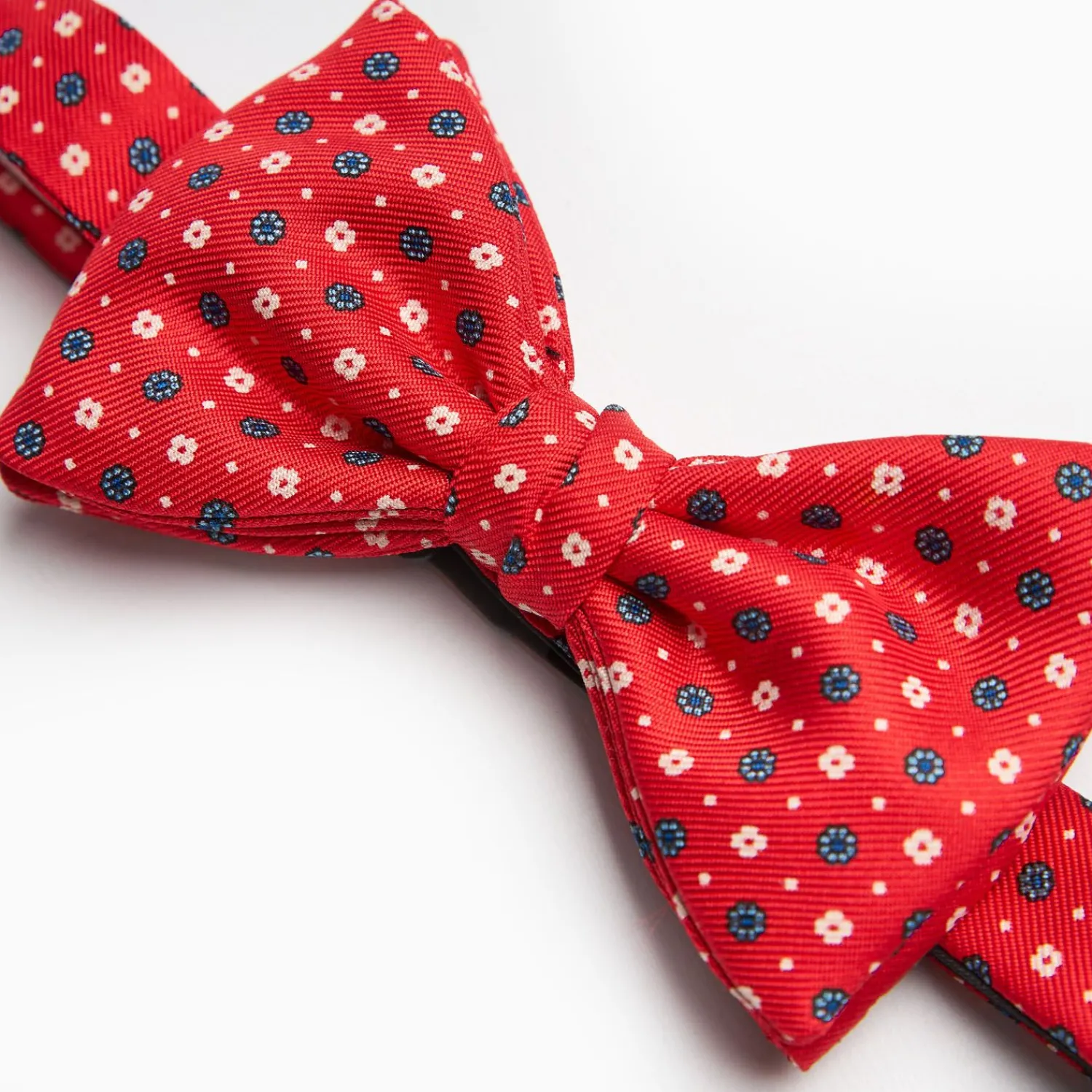 Red Pre-Knotted Silk Bowtie- Small Flower Pattern>E.Marinella Store