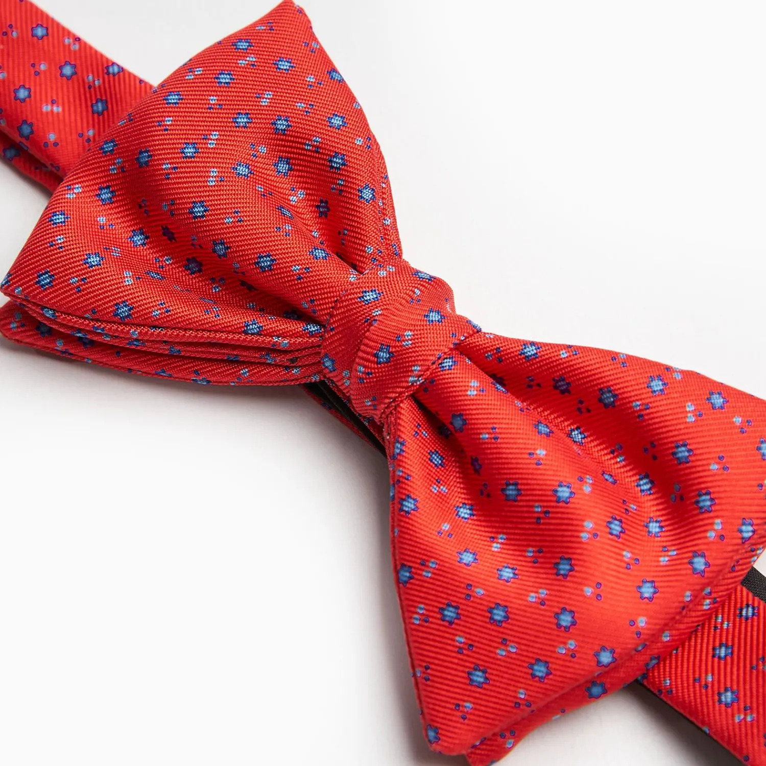 Red Pre-Knotted Silk Bowtie- Small Flower Pattern>E.Marinella Online