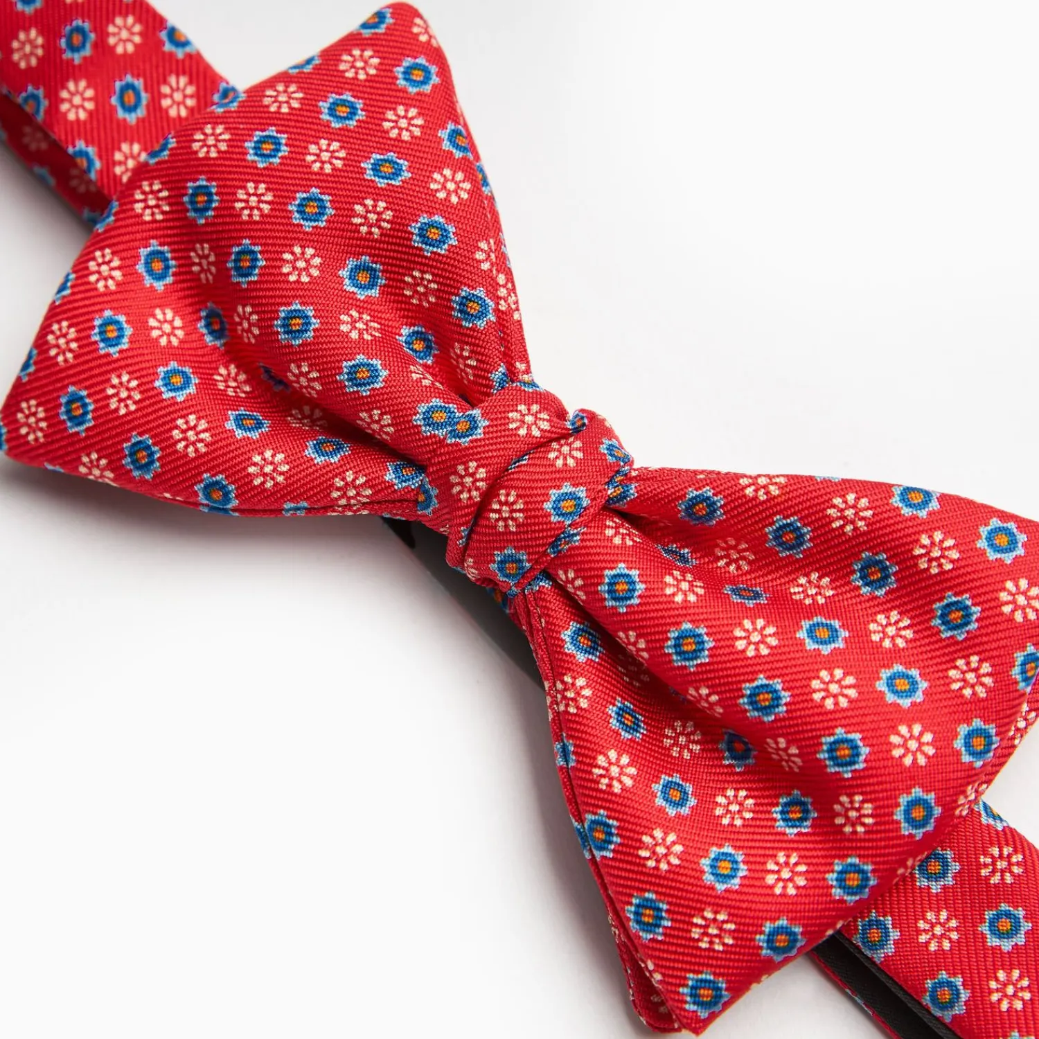 Red Pre-Knotted Silk Bowtie- Small Flower Pattern>E.Marinella Hot