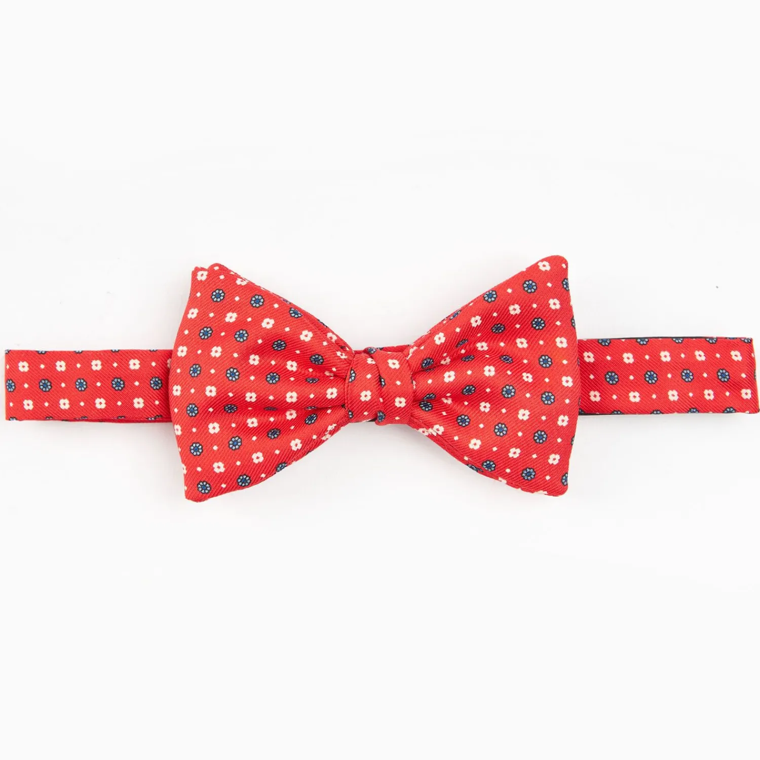 Red Pre-Knotted Silk Bowtie- Small Flower Pattern>E.Marinella Store