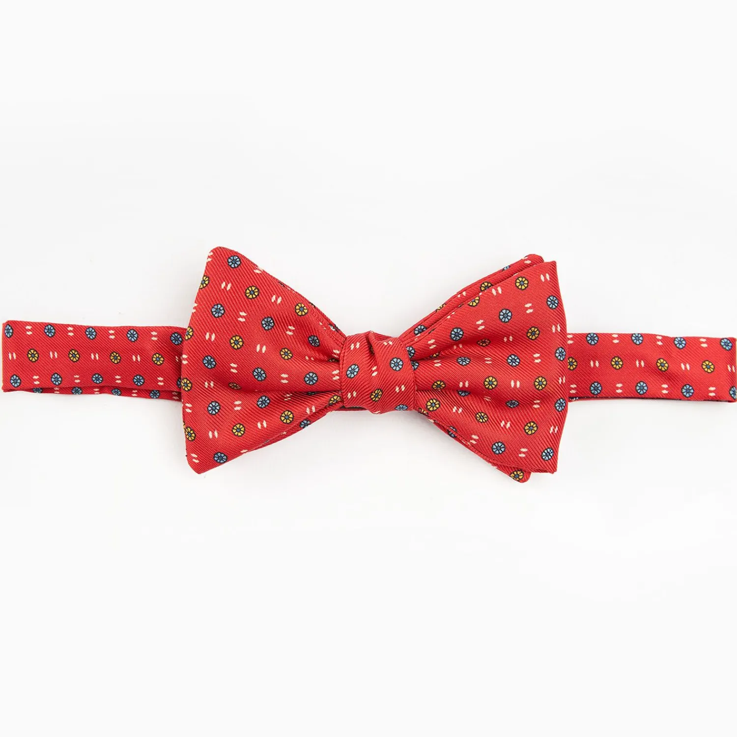 Red Pre-Knotted Silk Bowtie- Small Flower Pattern>E.Marinella Best
