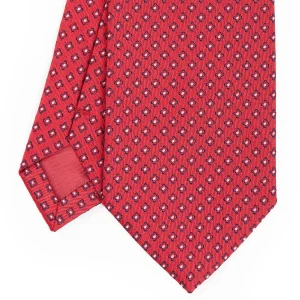 Red Sartorial Jacquard Silk Tie - Small Geometric Pattern>E.Marinella Cheap