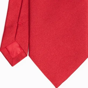 Red Sartorial Jacquard Silk Tie - Solid Color>E.Marinella Store