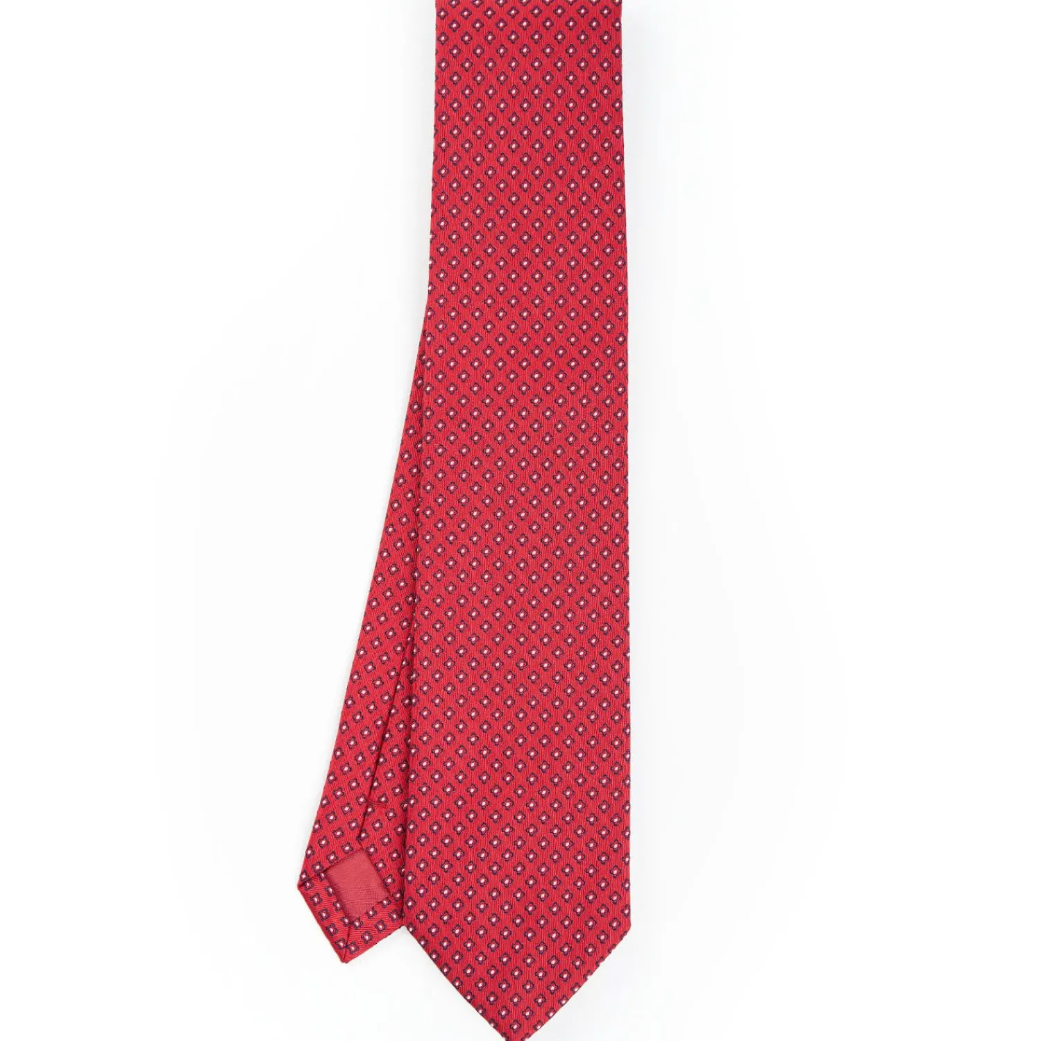 Red Sartorial Jacquard Silk Tie - Small Geometric Pattern>E.Marinella Cheap
