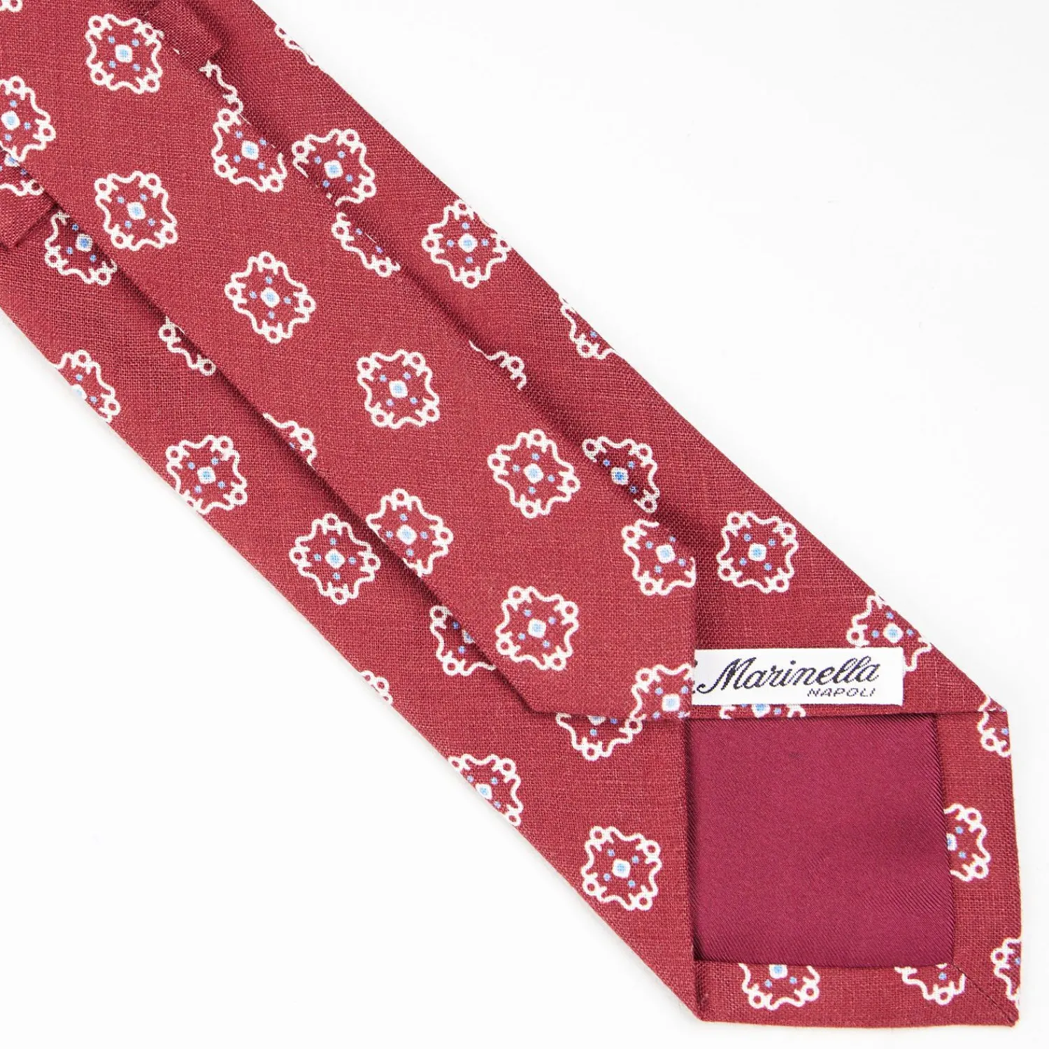 Red Sartorial Linen Tie - Large Flower Pattern>E.Marinella Fashion