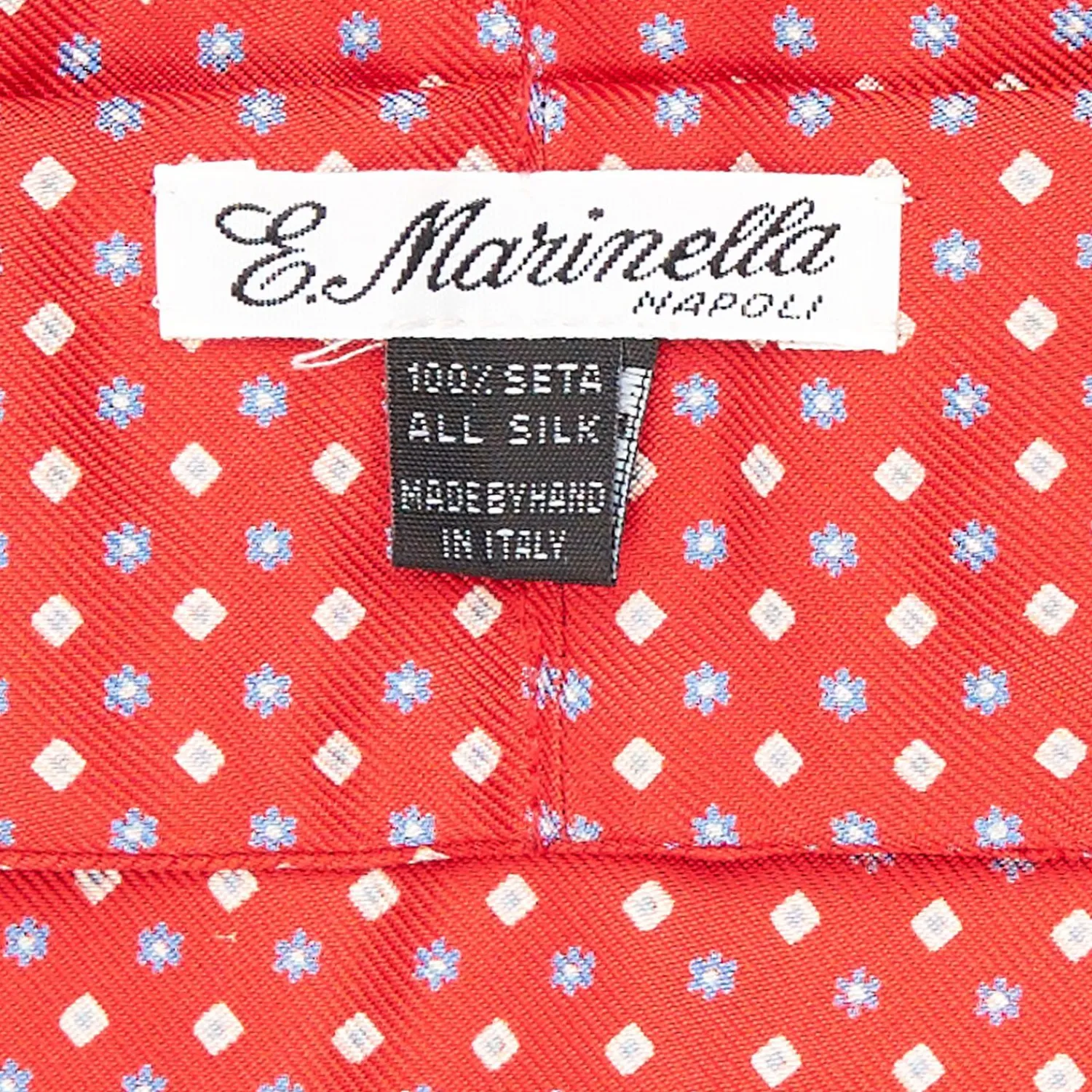 Red Silk Ascot Tie - Small Flower Designs>E.Marinella Clearance
