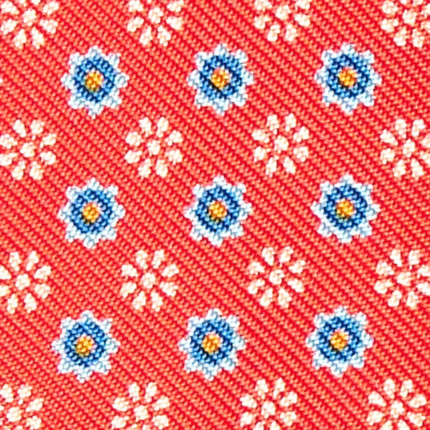 Red Silk Bowtie To Self-Tie - Small Flower Pattern>E.Marinella Store