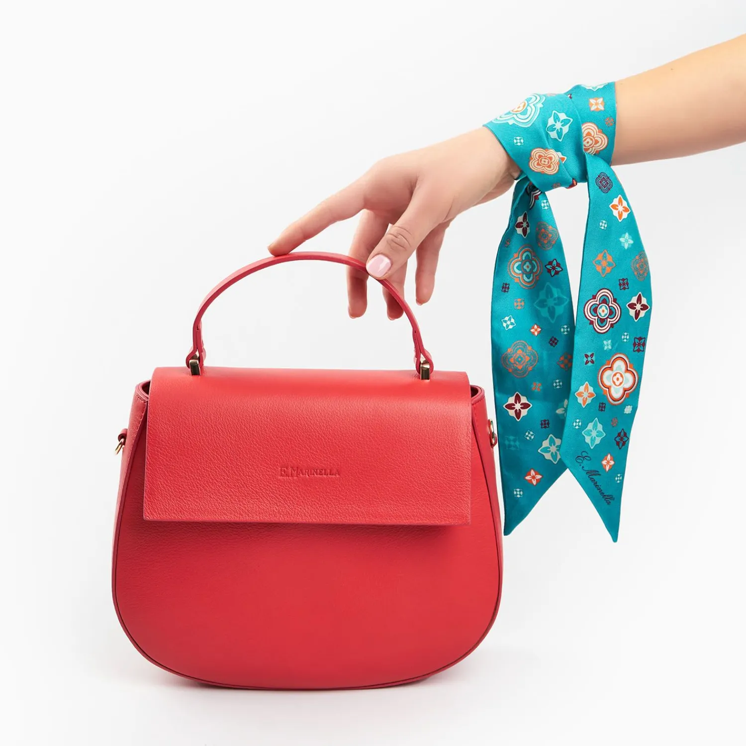 Red Smooth Leather Cleo Bag>E.Marinella New