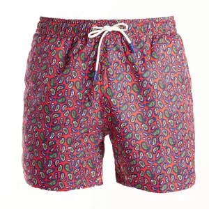 Red Swim Shorts- Paisley Pattern>E.Marinella Outlet