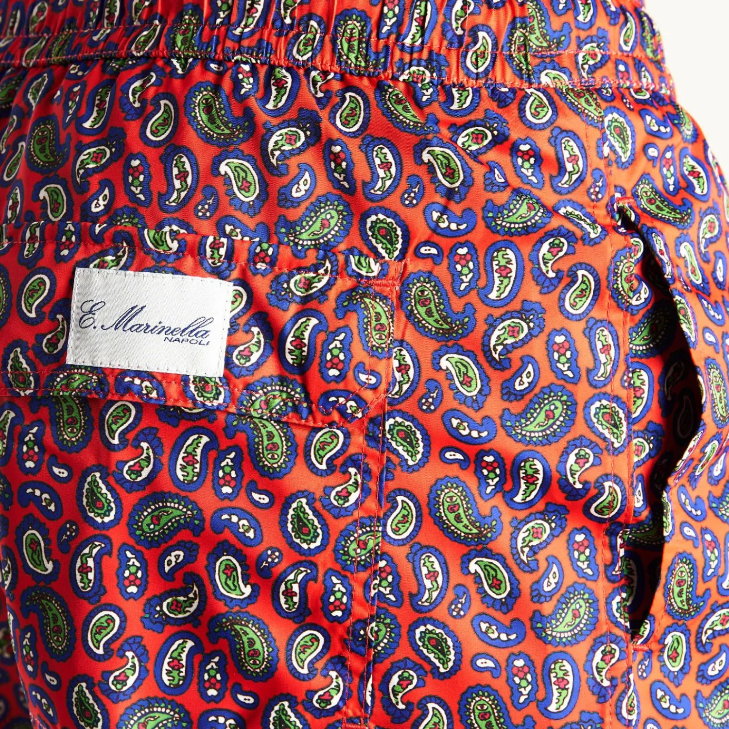 Red Swim Shorts- Paisley Pattern>E.Marinella Outlet