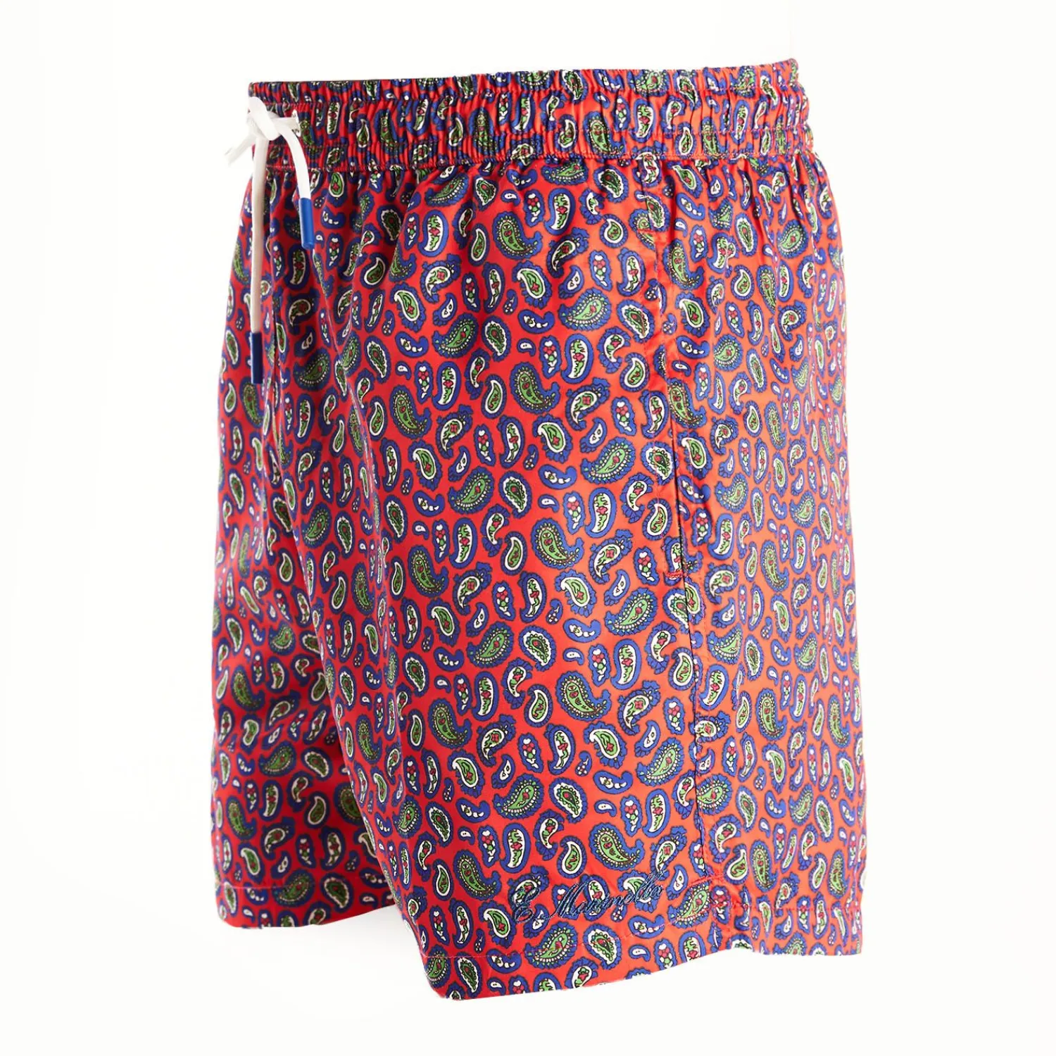 Red Swim Shorts- Paisley Pattern>E.Marinella Outlet