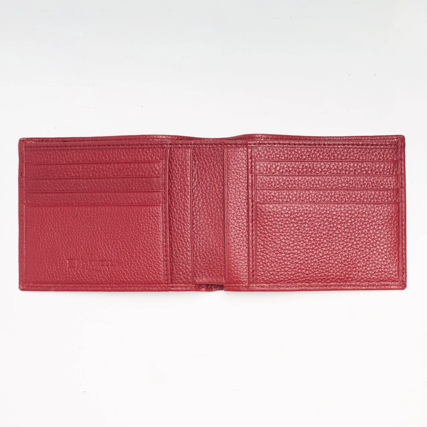 Ruby Red Hammered Horizontal Leather Wallet>E.Marinella New